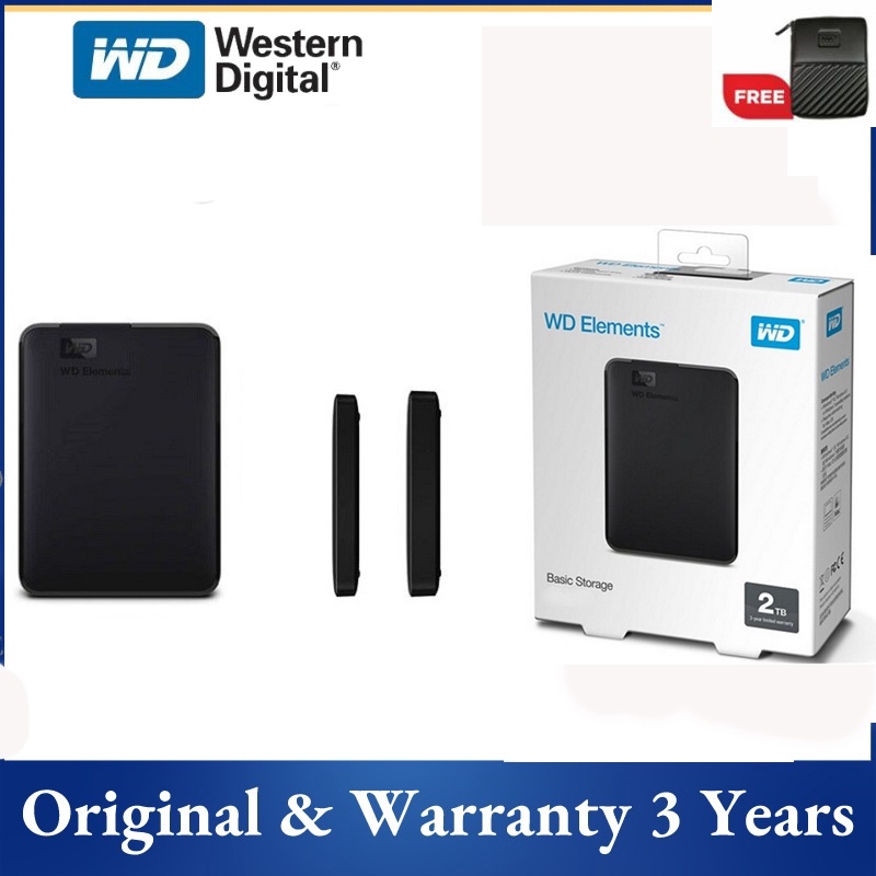 ฮาร์ดดิสก์ภายนอก WD 2TB 2.5 นิ้ว แบบพกพา HDD WD Elements - สีดํา ...