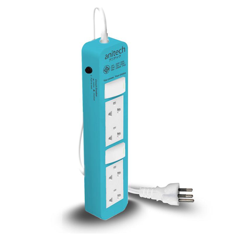 anitechปลั๊กไฟมาตรฐาน-มอก-4-ช่อง-รุ่น-h604-สายไฟยาว-3-เมตร-ของแท้100-รับประกัน3ปี