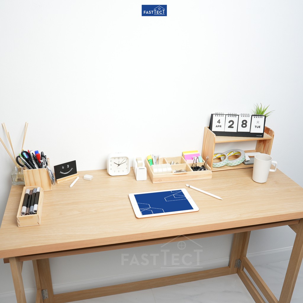 fasttect-ถาดเอนกประสงค์-ไม้สน-1-ช่อง-ขนาดใหญ่-เครื่องเขียน-อุปกรณ์เครื่องเขียน-ถาดใส่เอกสาร-ถาด-จัดระเบียบ-บนโต๊ะ