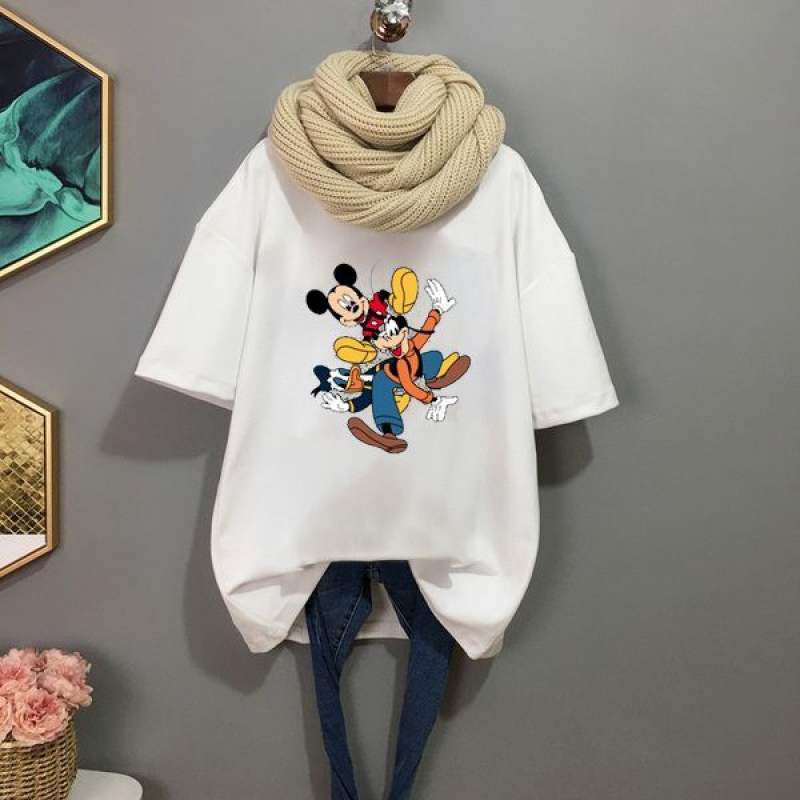 เสื้อยืดคอกลมลายการ์ตูนขายดีรอบปี2020-มีสีขาว-ดำ-mickey-พิมพ์ลายน่ารัก-s-2xl