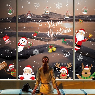 🎅🏻COD🎅🏻 2 แผ่น / ม้วน  สติกเกอร์คริสต์มาส,สติ๊กเกอร์ กันน้ำ ลายธีมคริสต์มาส สำหรับติดตกแต่งกระจกหน้าต่าง Christmas