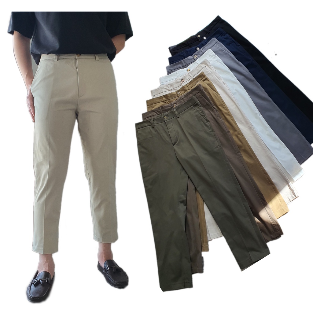 ภาพสินค้ากางเกงผู้ชาย ขาเต่อ ขา 9 ส่วน สไตย์เกาหลี กางเกงขายาวชาย ทรงกระบอกเล็ก จากร้าน amikapiyanan บน Shopee ภาพที่ 7