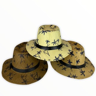 สินค้า หมวกผู้ชายทรงปานามาสีพื้น [รุ่นB004]=[ลายต้นมะพร้าว]ใส่เบาสบาย  หมวกแฟชั่น หมวกใส่เที่ยว หมวกกันแดด