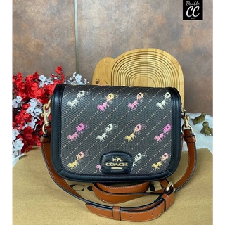 (แท้ 💯%‼ Factory) CO ACH C4059 SADDLE BAG WITH HORSE AND CARRIAGE DOT PRINT