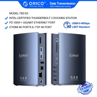 ภาพหน้าปกสินค้าOrico Thunderbolt 3 40Gbps ฮับ USB C 15 In 1 พร้อมหูฟัง Rj45 PD SD TF ไมโครโฟน สําหรับ Laptop แล็ปท็อป (TB3-S3) ที่เกี่ยวข้อง