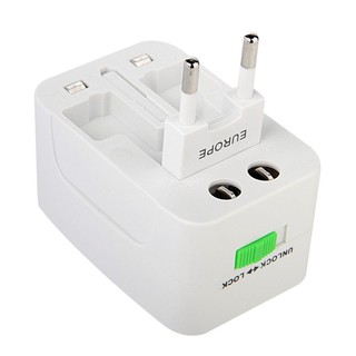 All in One Universal Travel Adaptor หัวแปลงปลั๊กทั้วโลกสำหรับนักเดินทาง (White)