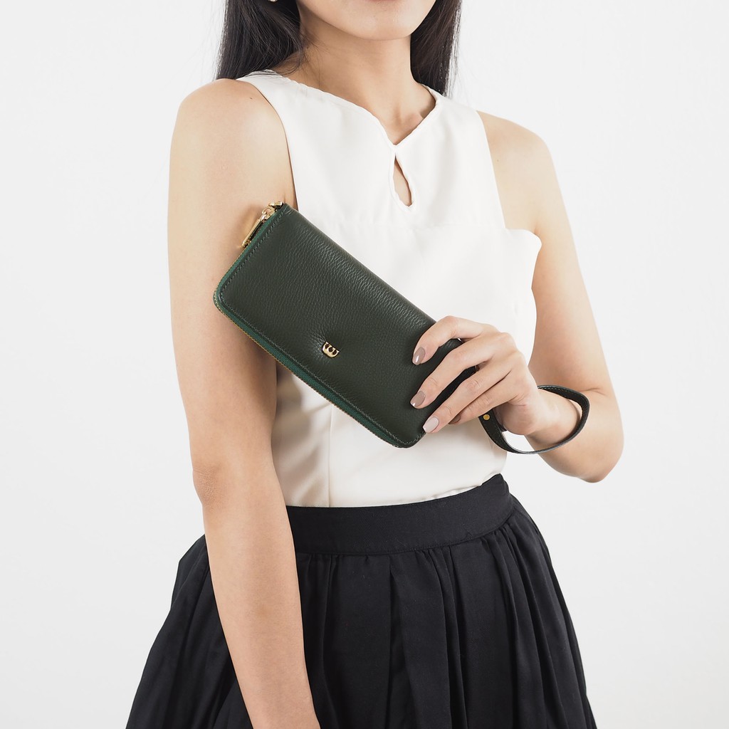 charec-กระเป๋าสตางค์ผู้หญิงหนังวัวแท้-กระเป๋าซิปรอบ-zip-around-wallet-on-chain-woc-รุ่น-emily