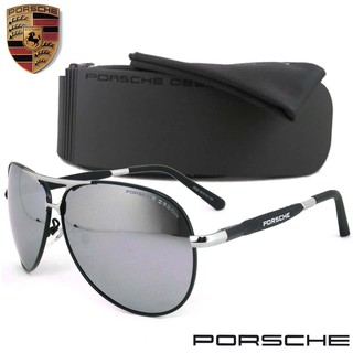 Polarized แว่นกันแดด แฟชั่น รุ่น PORSCHE UV 8516 C-4 สีเงินเลนส์ปรอทเงิน เลนส์โพลาไรซ์ ขาสปริง สแตนเลส สตีล Sunglasses