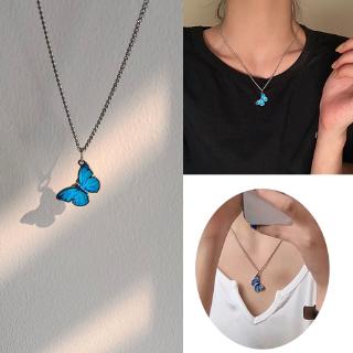 สร้อยคอ จี้รูปผีเสื้อ สีฟ้า/น้ำเงิน สไตล์วินเทจ เครื่องประดับสำหรับผู้หญิง สินค้าใหม่ ปี 2020