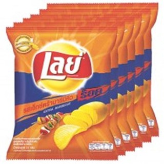 Lays Crispy BBQ Potato Chips 75 g. Pack of 6 bags.