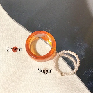 แหวนเกาหลี แหวนแฟชั่น ลายหินอ่อน-มุก 2 ชิ้น