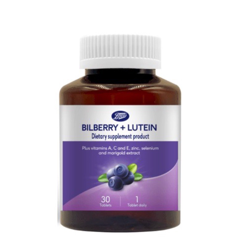 วิตามินบำรุงสายตาบู๊ทส์-บิลเบอร์รี่-ลูทีน-bilberry-lutein-30เม็ด