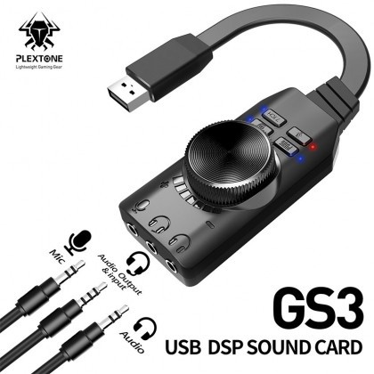 ภาพหน้าปกสินค้าส่งด่วน USB Sound gard PLEXTONE GS3 USB External Gaming Sound Card Virtual 7.1 Channel Surround Sound Adapter ยูเอสบี จากร้าน dd258_shop บน Shopee