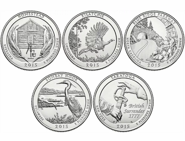 เหรียญควอเตอร์-ซีรีย์อุทยานแห่งชาติ-ปี-2015-5-เหรียญ