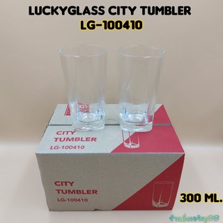 (1กล่องมี6ใบ)แก้วใส ใส่น้ำ ตูดเหลี่ยม ทรงสูง LUCKYGLASS CITY TUMBLER LG-100410