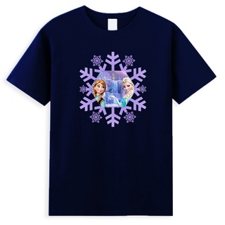 [COD]เสื้อยืดลําลอง แขนสั้น พิมพ์ลาย Frozen Queen Elsa Princess Anna Kawaii Snowflake สไตล์คลาสิก แฟชั่นฤดูร้อน สําหรับผ