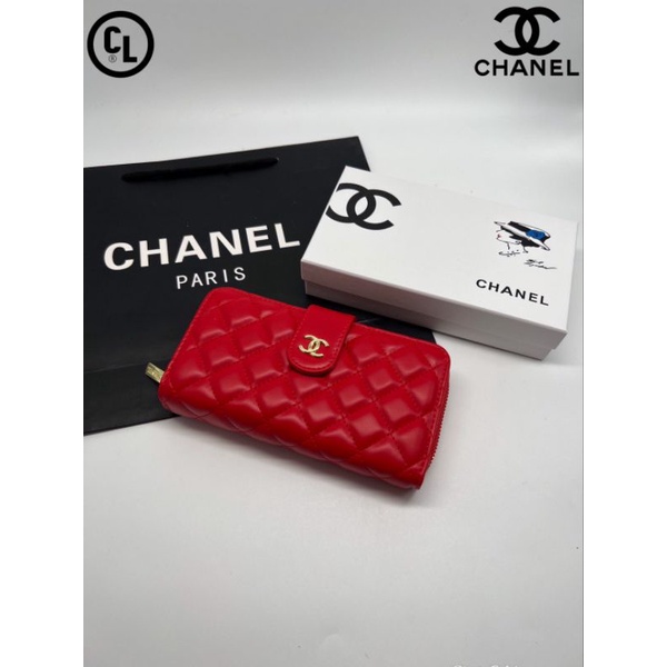 กระเป๋าสตางค์ใบยาว-สไตล์ชาแนล-chanel-ชาแนลเกรดพรีเมี่ยม-กระเป๋าสตางค์แบบซิป-พร้อมกล่องแบรนด์