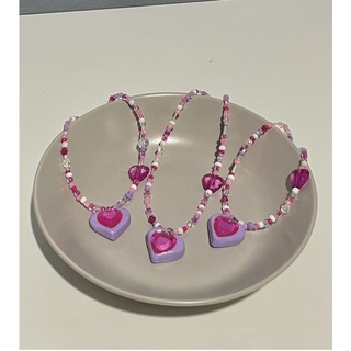 ภาพหน้าปกสินค้าสร้อยลูกปัดจี้ดินปั้น “ Duble heart 💓 “ | clay necklace ( made to order 7-10 days ) ที่เกี่ยวข้อง