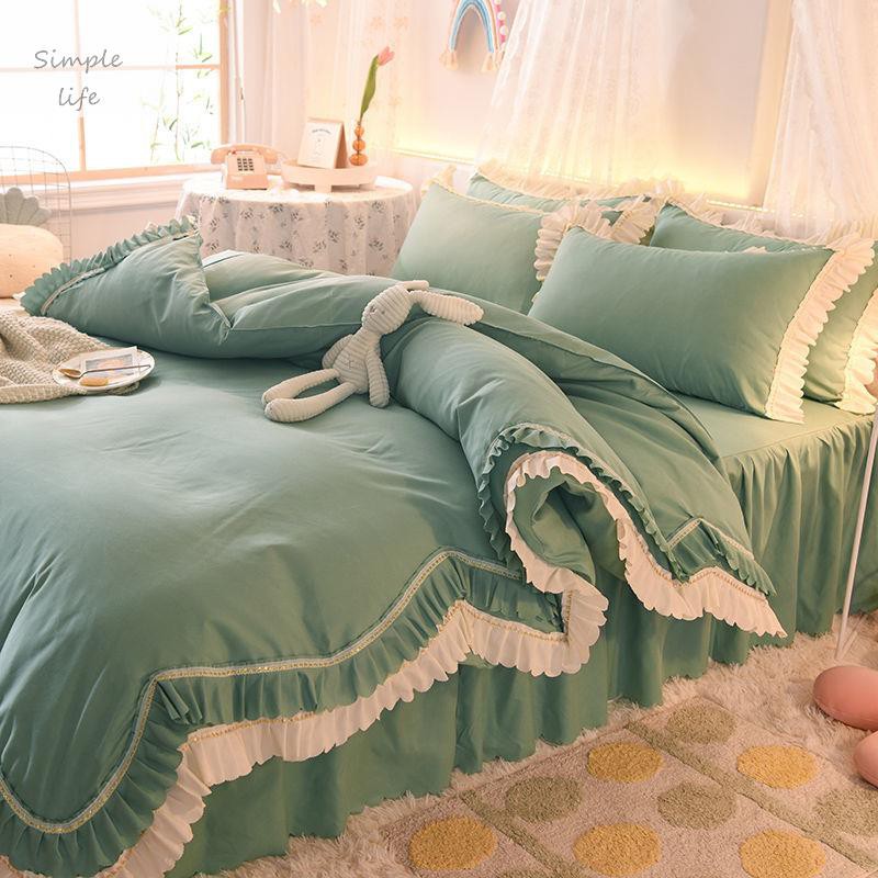 ผ้าปูที่นอน-ชุดผ้าปูที่นอน-3-5-5-6ฟุต-สไตล์เจ้าหญิงสาวหัวใจเตียงกระโปรงผ้าคลุมเตียงผ้าคลุมเตียงผ้านวมหนาเดี่ยว
