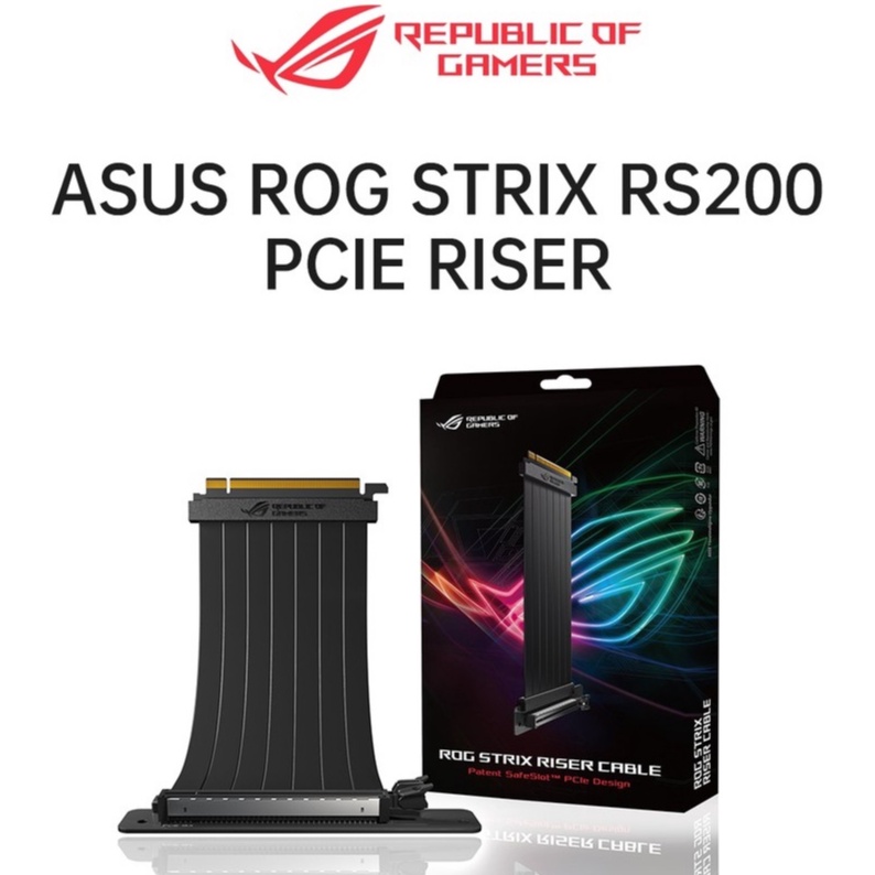 ASUS ROG Strix Riser Cable 240 mm PCI-E 3.0 x 16 Riser Cable with 90 ...