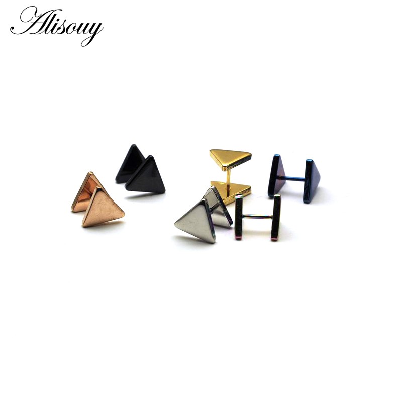 ภาพหน้าปกสินค้าต่างหู ทรงสามเหลี่ยม สีดำ แฟชั่นสําหรับผู้ชาย ผู้หญิง 2 ชิ้น จากร้าน alisouy_jewelry.th บน Shopee