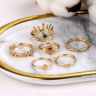 Bohemian Heart Gold Rings Set For Woman BOHO Eye Round Crystal Knuckle Ring 2020 Female Finger Statement Fashion Jewelry