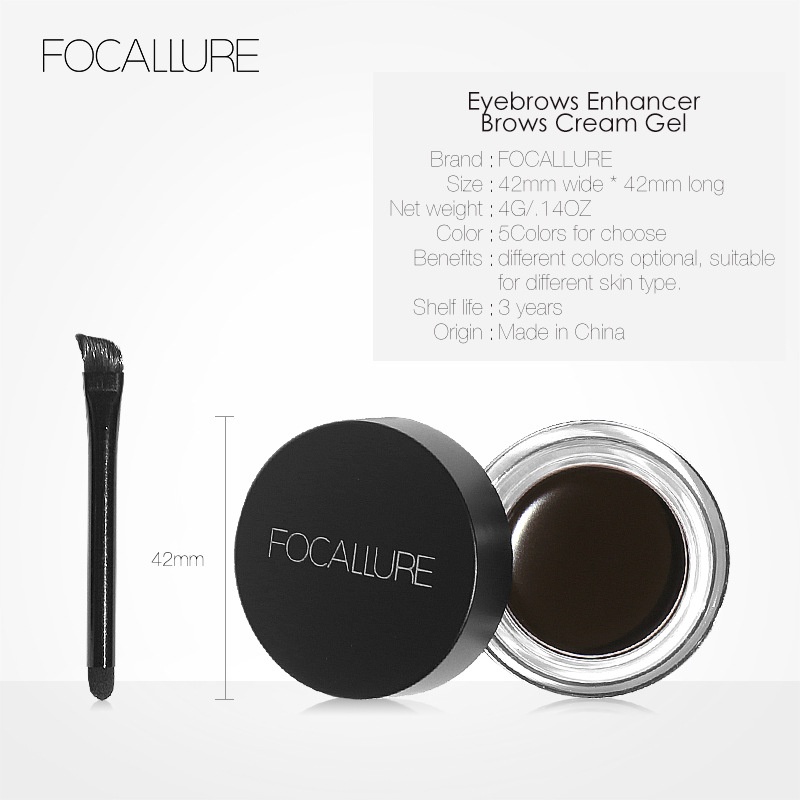 ใหม่-focallure-professional-เจลเขียนคิ้ว-5-สี-waterproof-eye-brow-enhancer-ครีมแต่งหน้าด้วยแปรง