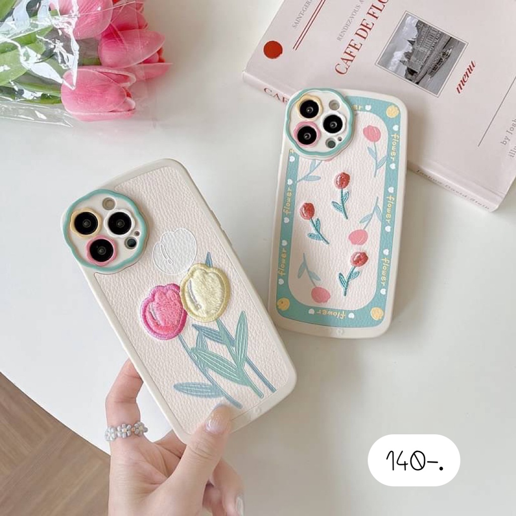 เคสงานปัก-เคสลายดอกไม้-เคสลายดอก-เคสมือถือ-เคสโทรศัพท์-ทิวลิปเหลืองชมปัก-ทิวลิปแดงปัก-f122-f123