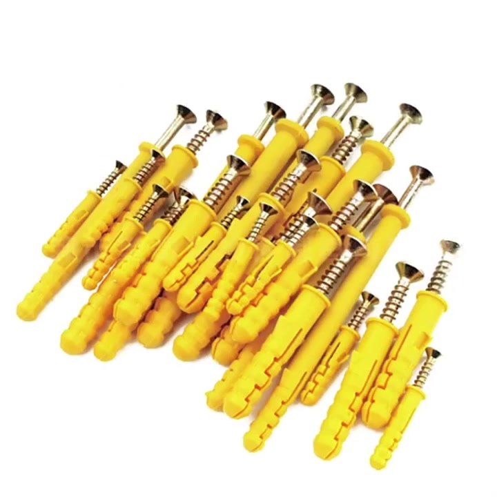 ชุดพุกพลาสติก-พุกพลาสติกสีเหลืองพร้อมสกรู-m6-m8-พุก-plastic-expansion-bolt