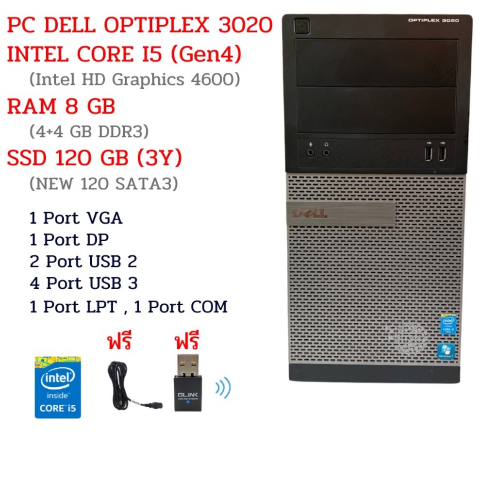 ภาพหน้าปกสินค้าคอมพิวเตอร์ DELL CORE I5 (GEN4) RAM 4-8 GB SSD(3Y) 120-480 GB (DELL OPTIPLEX 3020) เครื่องพร้อมใช้งาน