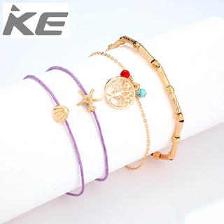 Jewelry Simple rope starfish tree of life alloy shell 4-piece anklet for girls for women low p