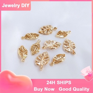 สินค้า 【🏭เครื่องประดับ DIY🏭】สร้อยข้อมือ จี้รูปใบไม้ สามมิติ ชุบทอง 14K แฮนด์เมด DIY【จี้ / ลูกปัดห้อย】