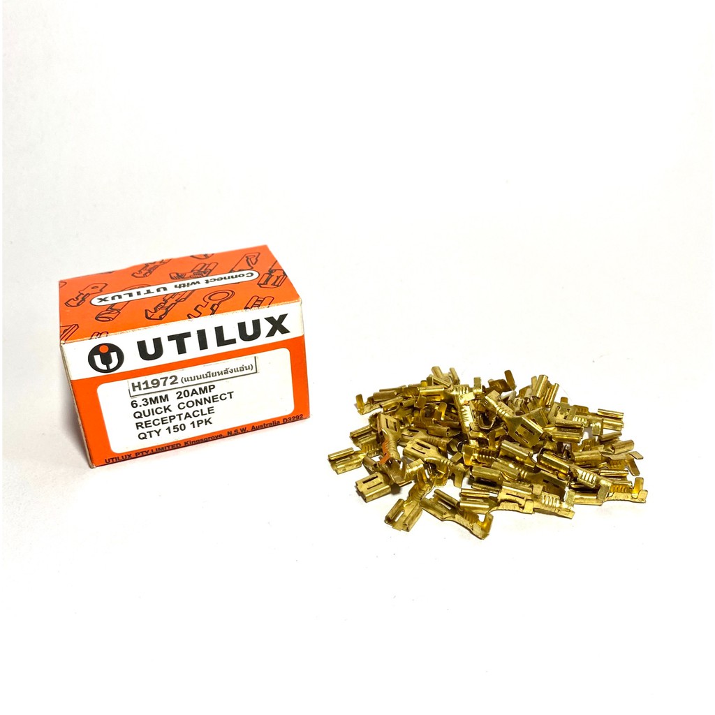 หางปลาทองเหลือง-หัวเสียบ-แบนเมีย-6-3mm-เสียบแน่น-150ตัว-กล่อง