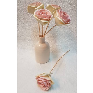 Two-tone rose flower reed with ceramic jar ก้านดอกกุหลาบพร้อมแจกันเซรามิค สำหรับ oil diffuser