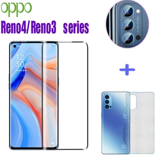 (3in1) OPPO Reno 5 Reno 4 Pro Reno 4 4G 5G Reno 3 Pro Reno 2F Full Screen Tempered Film + Back Film + Lens Film