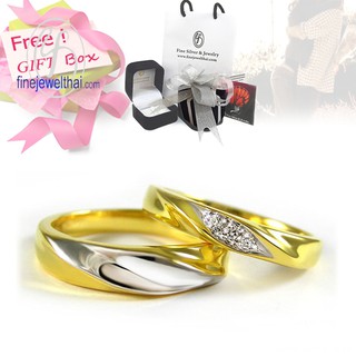 Finejewelthai แหวนเพชร-แหวนเงิน-แหวนคู่-เงินแท้-เพชรแท้-Couple-Diamond-silver-wedding-Ring - Gift_set102