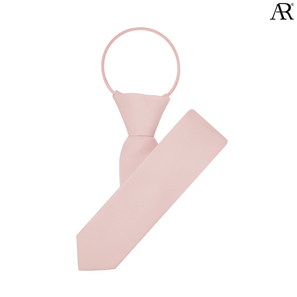 angelino-rufolo-zipper-tie-5-cm-เนคไทสำเร็จรูป-ผ้าไหมทออิตาลี่คุณภาพเยี่ยม-ดีไซน์-solid-plain-สีโอรส-สีขาว