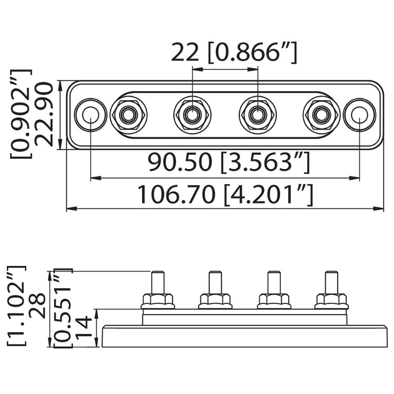 edb-12-24v-wearproof-4-way-bus-bar-100-amp-power-distribution-box-terminal-studs-terminal-blocks-ground-circuit