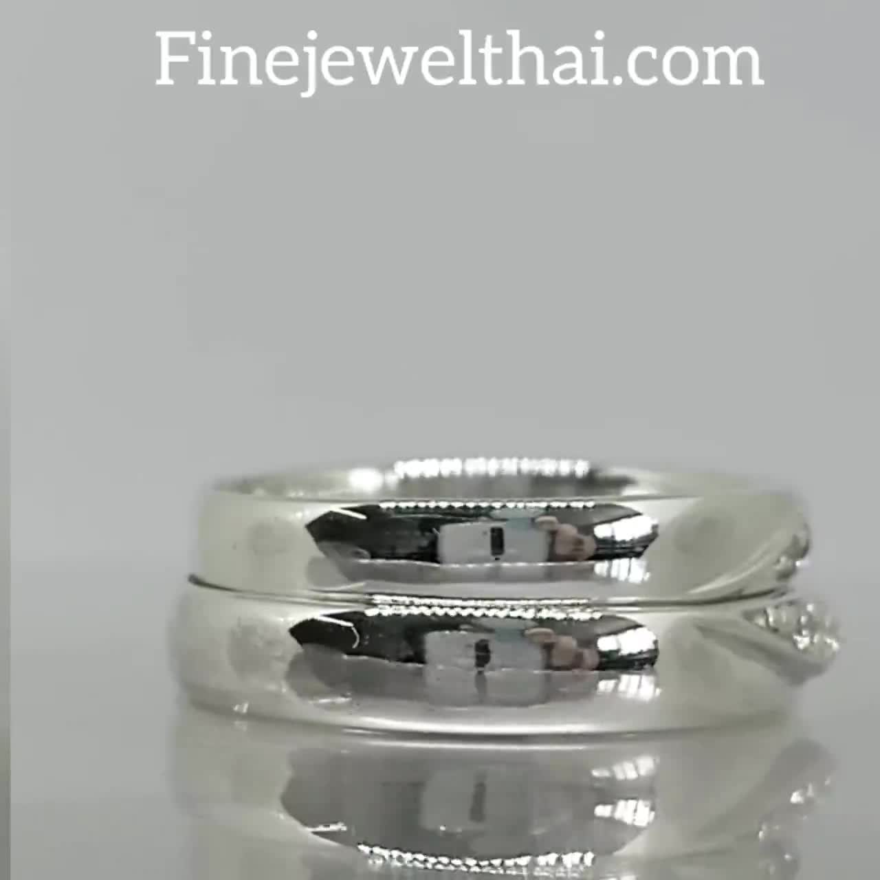 finejewelthai-แหวน-แหวนคู่-แหวนเพชร-แหวนเงินแท้-couple-diamond-cz-silver-ring-r1410-11cz-ราคาต่อคู่-เลือกสีตัวเรือนได้