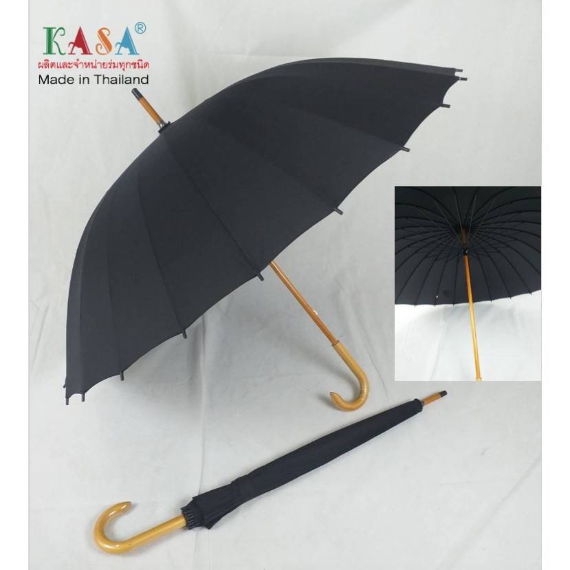 ภาพหน้าปกสินค้าร่มถวายพระ รหัส24-2 ร่ม 24นิ้ว สีดำ แข็งแรง แกนไม้ ด้ามจับไม้ ป้องกันUV ผ้าหนา ร่มกันแดด ร่มกันฝน ผลิตในไทย umbrella จากร้าน kasashops บน Shopee