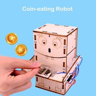 กระปุกออมสิน หุ่นยนต์กินเหรียญ DIY ของเล่นวิทยาศาสตร์ สําหรับเด็ก