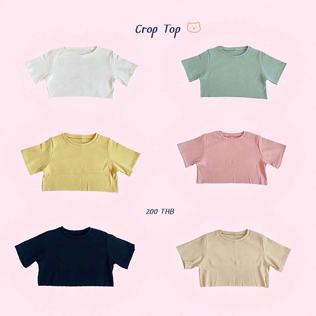 st086-crop-top-เสื้อครอปสีพื้น-เอวลอย-ทรงโอเวอร์ไซส์