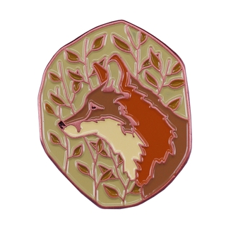 Fall Fox Badge Autumn Leaves Woodland Cute Nature Jewelry