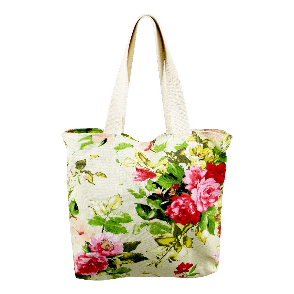 atipa-กระเป๋าผ้ามีซิปลายดอกสวยงาม