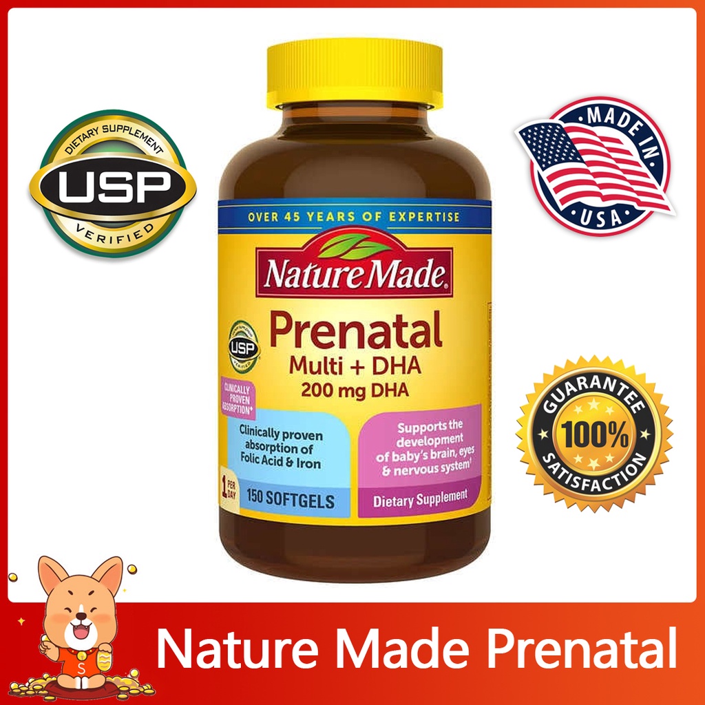(Exp.01/2024)Nature Made Prenatal Multi + DHA 150 Softgels วิตามิน