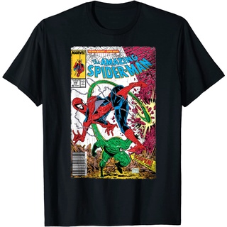 เสื้อยืดผ้าฝ้ายพรีเมี่ยม เสื้อยืด พิมพ์ลายการ์ตูนแมงป่อง Marvel Spider-Man สไตล์คลาสสิก เรโทร