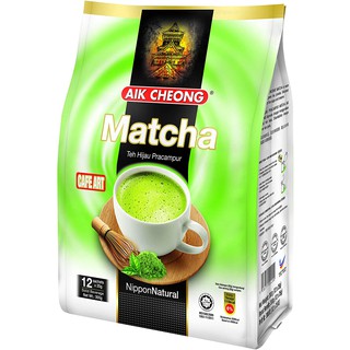 Aik Cheong Matcha Cafe Art ชาเขียวมัทฉะ มัทฉะ 3 in 1 (ชาเขียวปรุงสำเร็จชนิดซอง) ชาเขียวลาเต้ 1 ห่อมี 12 ซอง 300g