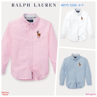 RALPH LAUREN BIG PONY COTTON OXFORD SHIRT ( BOYS SIZE 2-7 YEARS )