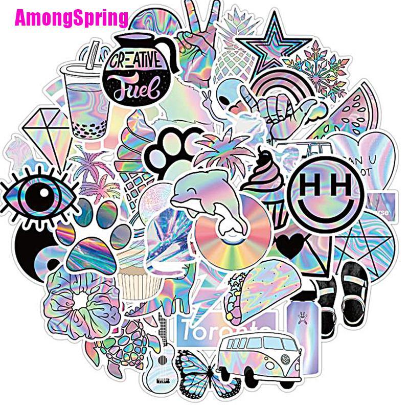 amongspring-สติกเกอร์โฮโลแกรมลายกราฟิกสําหรับตกแต่งกีตาร์-กระเป๋าเดินทาง-50