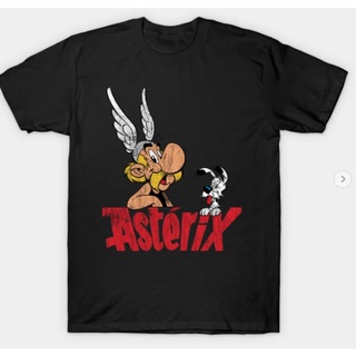 เสื้อยืดผู้ เสื้อยืดคอกลม แขนสั้น ผ้าฝ้าย 100% พิมพ์ลายกราฟฟิค Comics Obelix and Asterix สําหรับผู้ชาย S-5XL